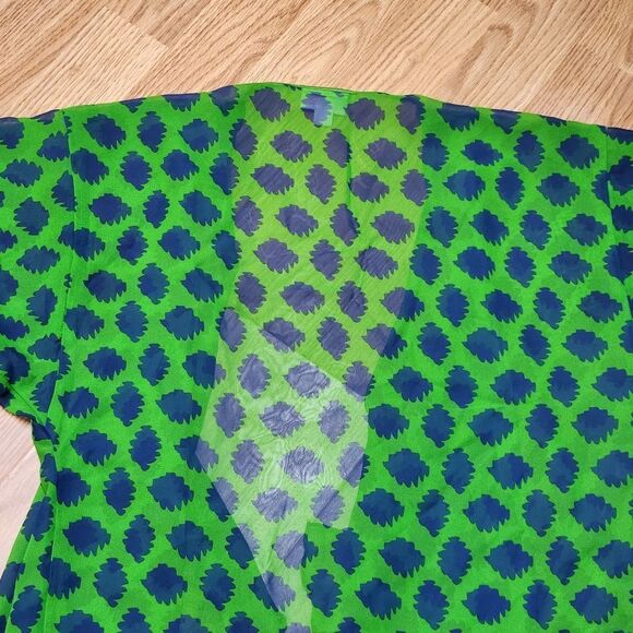 💜LuLaRoe Green & Blue Print Flowy Open Front Kimono/Duster Small - Picture 5 of 8
